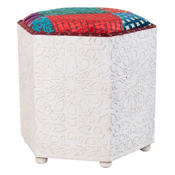 Taburete de madera blanco 46x46x41