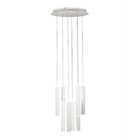 lampara colgante circular fabas luce prado de 8 luces - led regulable de 52 w - roseton redondo blanco mate