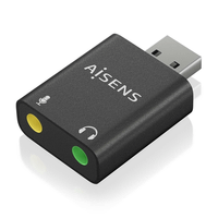conversor aisens usb-a a audio 48khz usb-am-2xjack 35h negro