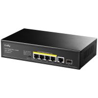 switch cudy gigabit 5 puertos rj-45 1 sfp poe 120w montaje rack metal sin ventilador