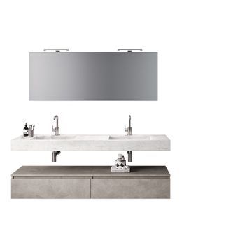 Composición Baño De 7 Piezas Astra Mármol De Carrara/havana Piedra En Mdf