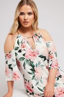 yours london top hombros descubiertos blanco de flores con cadena mujer curvy y tallas grandes yours london