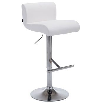 Taburete De Bar Silla Alta Cn Reposapiés Asiento 360° Polipiel Blanco Y Metal Cromado M10_003747