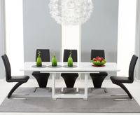 bianco 160cm white high gloss extending dining table with hampstead z chairs