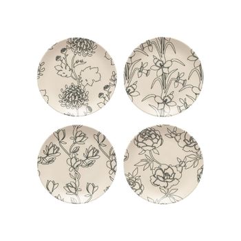 Lote de 4 platos de postre de cerámica con motivos