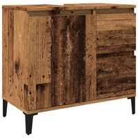 armario de lavabo bano madera ingenieria envejecida 65x33x60 cm vidaxl