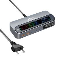 gan tech bakeey ymx-lcd 405w cargador de sobremisa con pantalla digital de 5 puertos usb pd 2 usb-a  3 usb-c pd31 qc