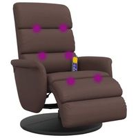 sillon reclinable masaje con reposapies cuero sintetico marron vidaxl