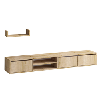 Mueble De Tv 3 Puertas 2 Compartimentos Con Acabado Roble Zafiro L180 Cm - Heka