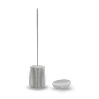 Conjunto De Accesorios De Apoyo Plato De Jabón Y Portaescobillas En Cerámica Gris | Dory