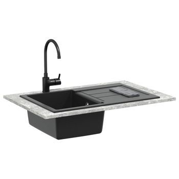 Lavabo De Baño Moderno | Lavabo Negro 780 X 500 Mm 80% Cuarzo Y 20% Resina