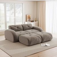 sofa modular 2 plazas con 2 pufs sin marco antideslizante marron para salon y apartamento