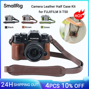 SmallRig-Kit de media Funda de cuero para cámara de X-T50, para FUJIFILM X-T50, estilo Retro, con correa para el hombro (negro/marrón/verde) -4710