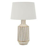 lampara de mesa de resina beige con detalles dorados cm o 45x73