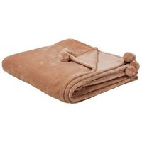 manta colcha de poliester marron suave con pompones 200 x 220 cm moderno contemporaneo terke