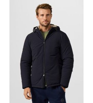 Hackett London para hombre. HM4000251 Plumífero con capucha de peso medio marino (XXL), Casual, Poliamida