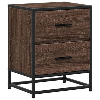 Mesita De Noche Madera De Ingeniería Marrón Roble 40x31x50 Cm Vidaxl