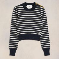 ami sailor jacquard knit wool jumper - m