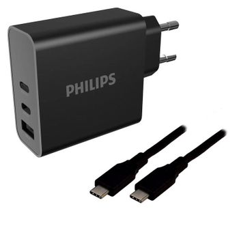 Cargador Philips 65W con 2 puertos USB-C y cable 2m GaN