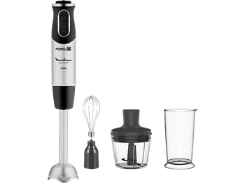 Batidora de mano - Moulinex DD6558 QuickChef, 3 en 1, 1000W, Tecnología Powelix, 10 Velocidades, Función Turbo, Accesorios Incluidos, Acero Inoxidable