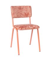 silla de comedor en terciopelo bordado rosa