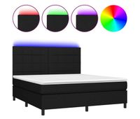 cama box spring colchon y luces led tela negro 160x200 cm bloques con cuadros