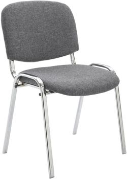 Silla con patas de metal y asiento en tela gris