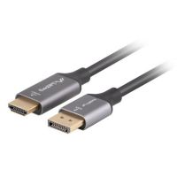 adaptador de cable de video lanberg ca-dphd-20cu-0018-bk displayport a hdmi 18 m negro-plata