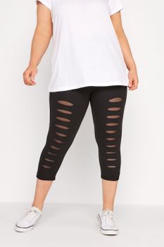 Leggings Negros Capri Con Rotos, Mujer Curvy Y Tallas Grandes, Yours