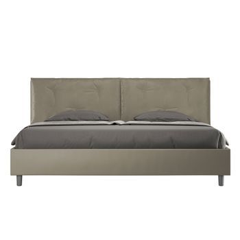 Cama Matrimonial Sin Somier Acolchada 200x200 Cuero Sintético Capuchino Appia Large