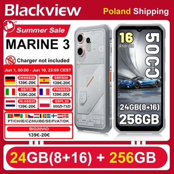 [Envío desde Polonia] [Sin cargador UE] Smartphone Resistente Blackview OSCAL MARINE 3, 24 GB (8+16) + 256 GB, Pantalla 6.56