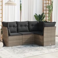 conjunto de sofas de jardin 4 uds  mueble jardin mesa y sillas y cojines ratan sintetico gris cfw897136