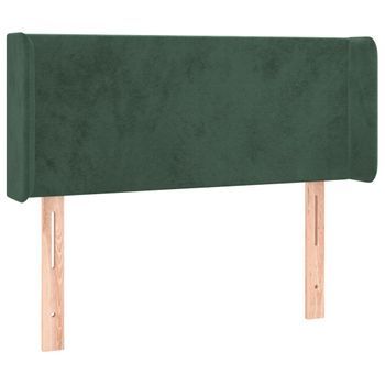 Cabecero Cama Mueble De Dormitorio Con Led De Terciopelo 103 X 16 X 78/88 Cm Verde Oscuro M02_0002011
