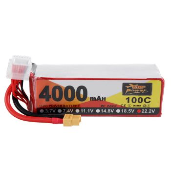 Batería Lipo ZOP Power 22,2V 4000mAh 100C 6S con conector XT60 para drones FPV RC