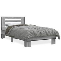 estructura cama madera ingenieria metal gris sonoma 100x200 cm vidaxl
