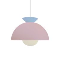 lampara de suspension  metal multicolor pantalla rosa