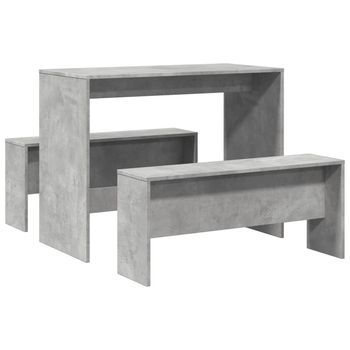 Mesa Y Bancos De Comedor 3 Pzas Madera Ingeniería Gris Hormigón Vidaxl