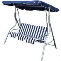 balancin para jardin 3 plazas toldo inclinable acolchado 180x107x160 cm azul y blanco