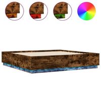 estructura cama con luces led madera roble ahumado 200x200 cm vidaxl