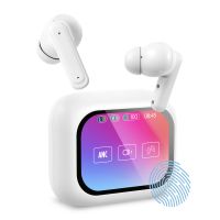 auriculares ksix vision inalambricos bluetooth con cancelacion de ruido anc pantalla tactil y rastreo blancos
