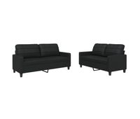 vidaxl juego de sofas con cojines 2 piezas cuero sintetico negro