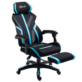 Vinsetto Silla Gaming Giratoria con Reposapiés Retráctil Silla de Oficina Reclinable con Reposacabezas y Altura Ajustable 65x65x119-129   Aosom España