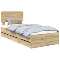 estructura de cama con cajon roble sonoma 75 x 190 cm vidaxl