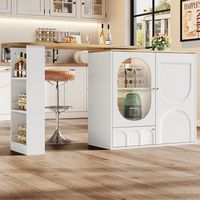 mesa alta de bar 138 x 39 x 102 cm giratoria 360 tres puertas estantes tabiques extraibles blanconegro