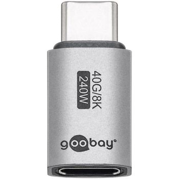 Adaptador USB-C Goobay 74447 macho a hembra aluminio USB4 40 Gbps plata