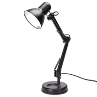 aigostar lampara de escritorio e27 flexo lamparas de mesita de noche con base y abrazadera brazo articulado de metal lampara de mesa ajustable para oficina sala estudio y dormitorio - negro