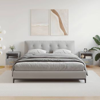 Pack 2 Uds Mesita Noche | Mesa Auxiliar | Mesilla Madera Ingeniería Gris Hormigón 40x35x47,5cm Cfw69261
