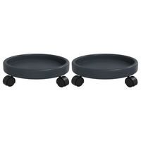 soporte para plantas con ruedas 2 uds gris diametro 34 cm 35 kg vidaxl