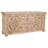 aparador de madera artesanal beige 165x45x76h cm