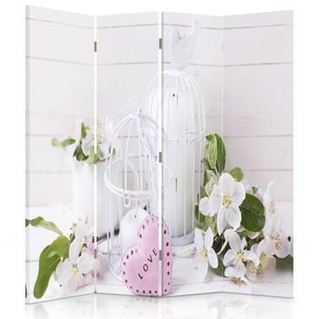 Biombo Vintage Birdcage - Separador De Ambientes Cm. 145x180 (4 Paneles)